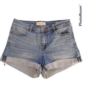 PacSun Juniors Sz 3 XS High Rise Super Stretch Shortie Medium Blue Cuffed Shorts